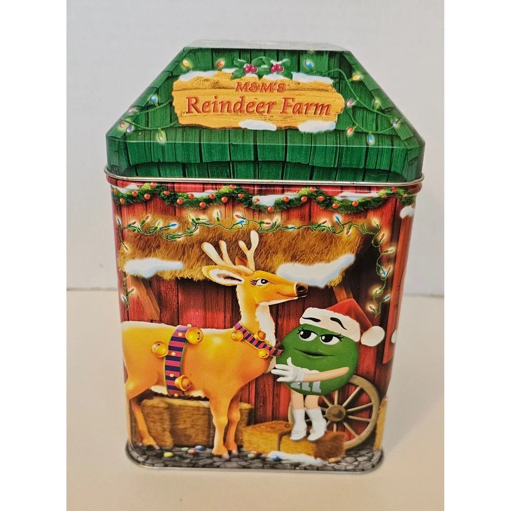 M&M's Reindeer Farm Christmas Village Series Tin 2003 Collectible #16